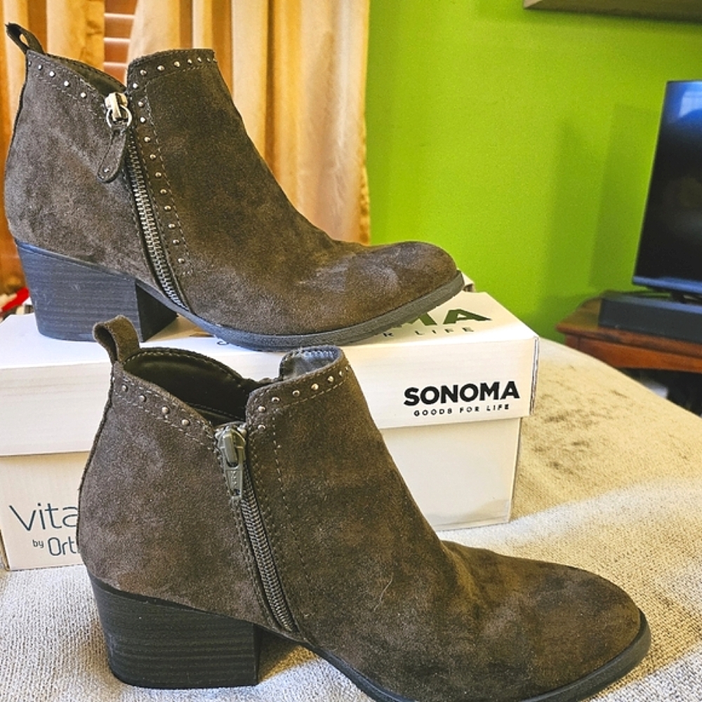 Sonoma StoneOlive Suede Ankle Boots